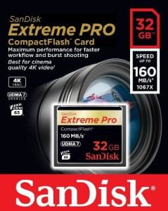 32GB Compact Flash Sandisk Extreme Pro (SDCFXPS-032G-X46 / 123843)